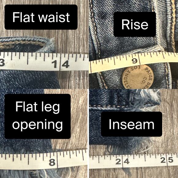 Paige Colette Mid-Rise Crop Flare Jeans Palma Dark Blue Asym Surplice Fray Hem - Picture 8 of 8